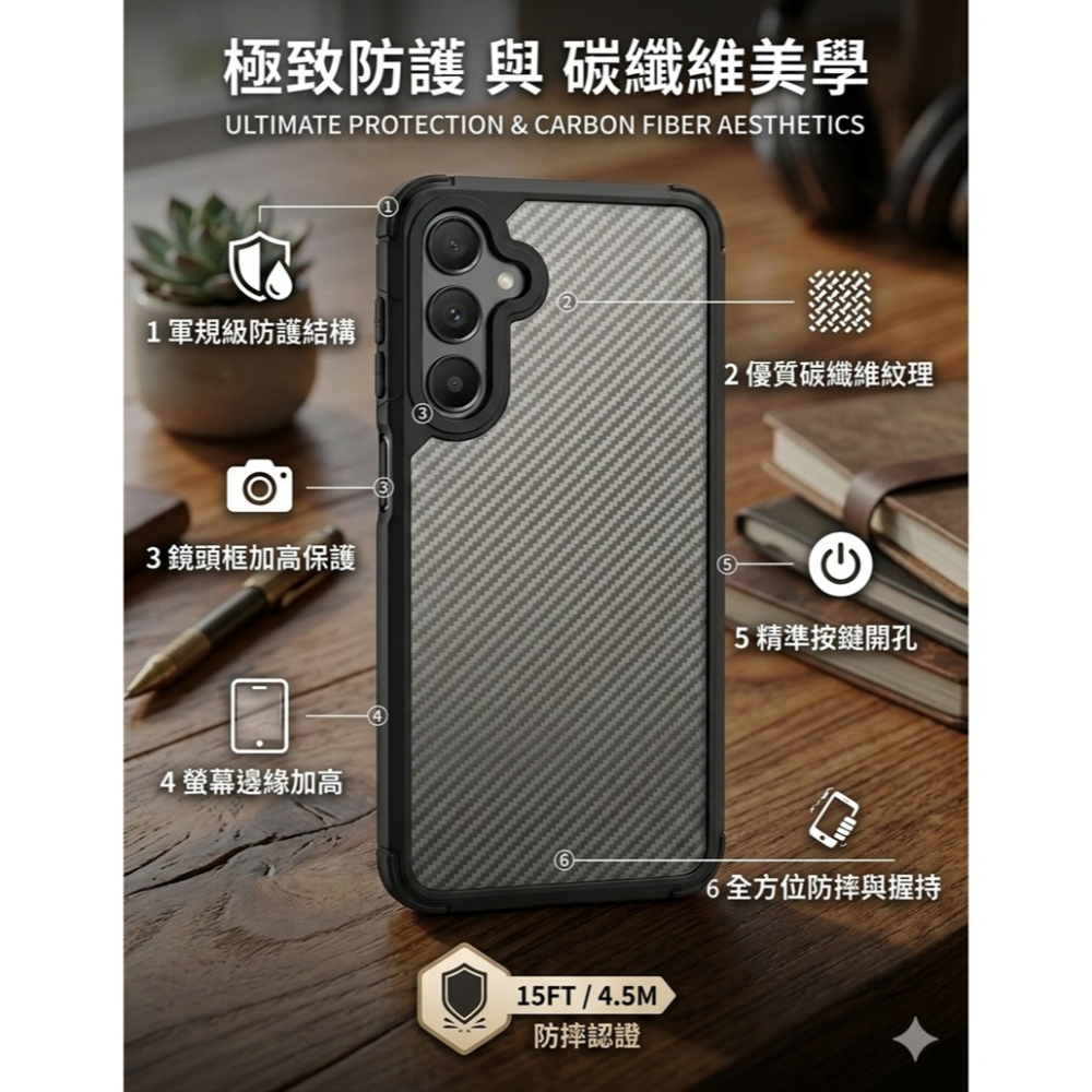 三星S22 S22+ S23 S23+ S24 S24+ S25 S25+碳纖維紋理手機殼-細節圖3