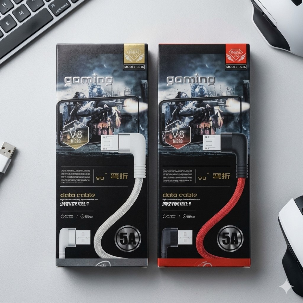 Micro USB彎頭充電線 Micro USB快充線 V8充電線 電競專用彎頭設計-細節圖2