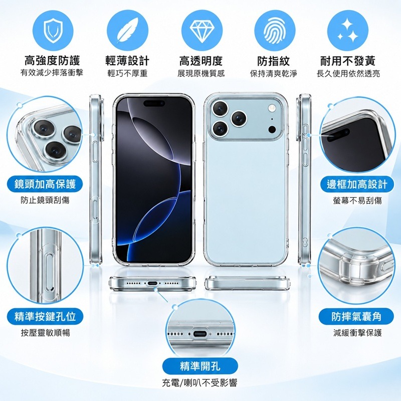 iPhone18系列TPU超薄套 iPhone18 Pro / iPhone18 Pro Max 透明手機殼-細節圖2