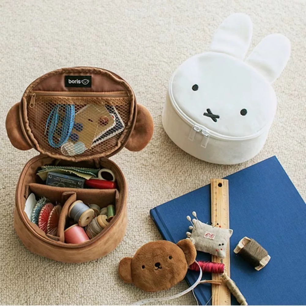 現貨 MIFFY & BORIS 化妝包 米飛兔 毛絨 手提 相機包 日本 雜誌 午後紅茶 同款 限量 大頭造型收納包-細節圖3