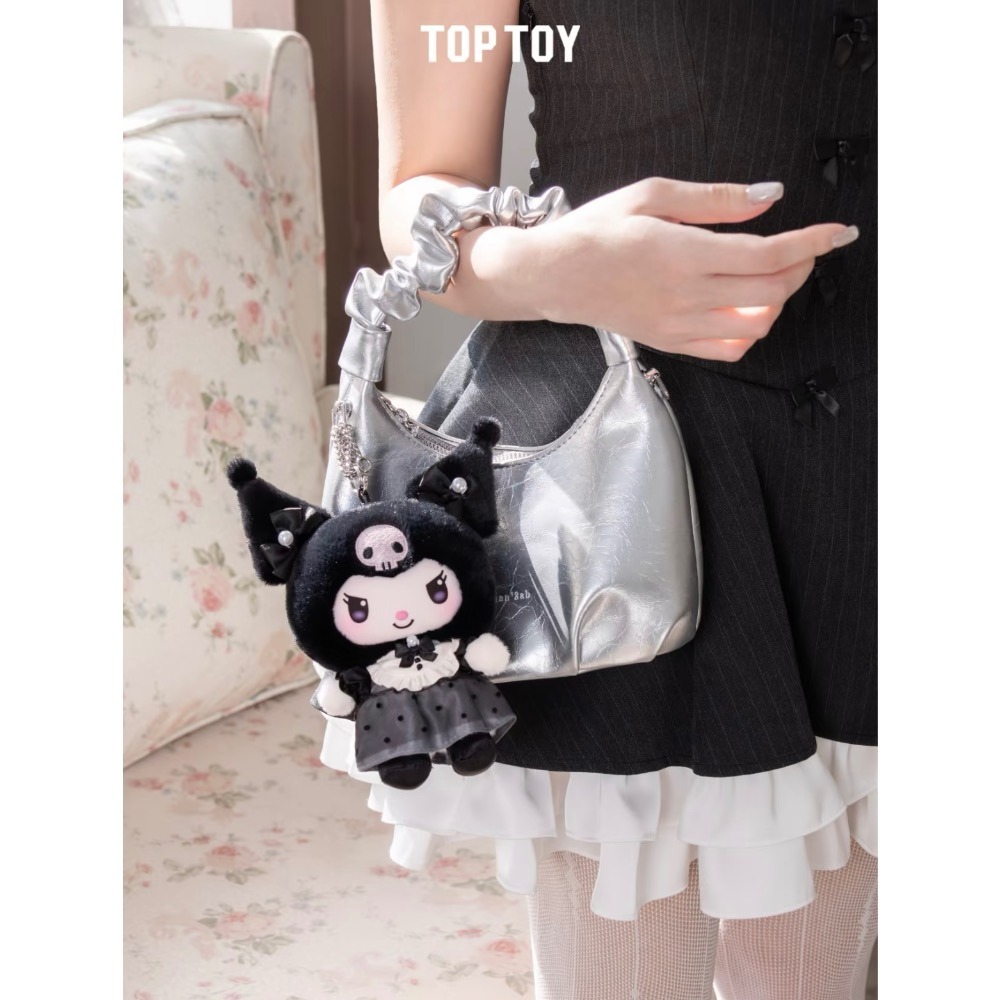 TOPTOY 三麗鷗 Sanrio 姐妹穿搭系列 酷洛米 美樂蒂 彼安諾 搪膠毛絨掛件盲盒 粉黑 地雷系 吊飾 鑰匙圈-細節圖2