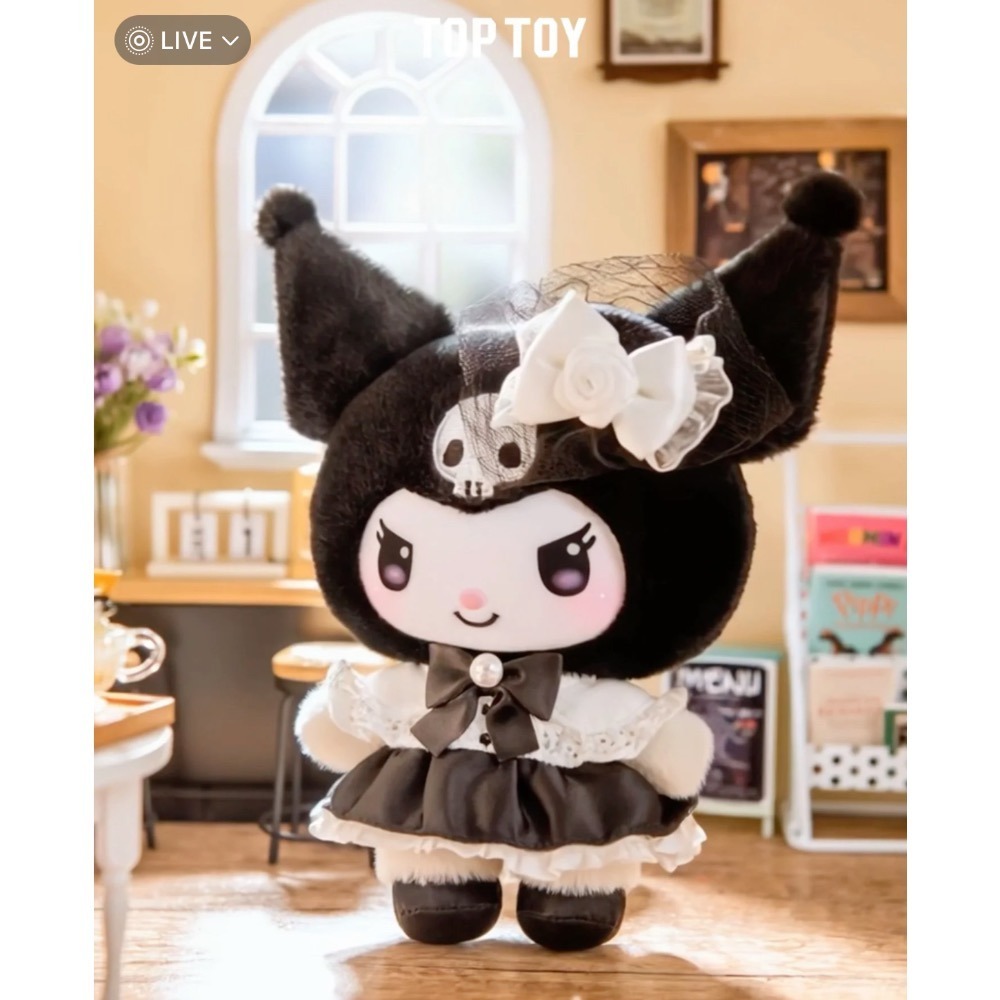 TOPTOY 三麗鷗 Sanrio 姐妹穿搭系列 酷洛米 美樂蒂 彼安諾 搪膠毛絨掛件盲盒 粉黑 地雷系 吊飾 鑰匙圈-細節圖5