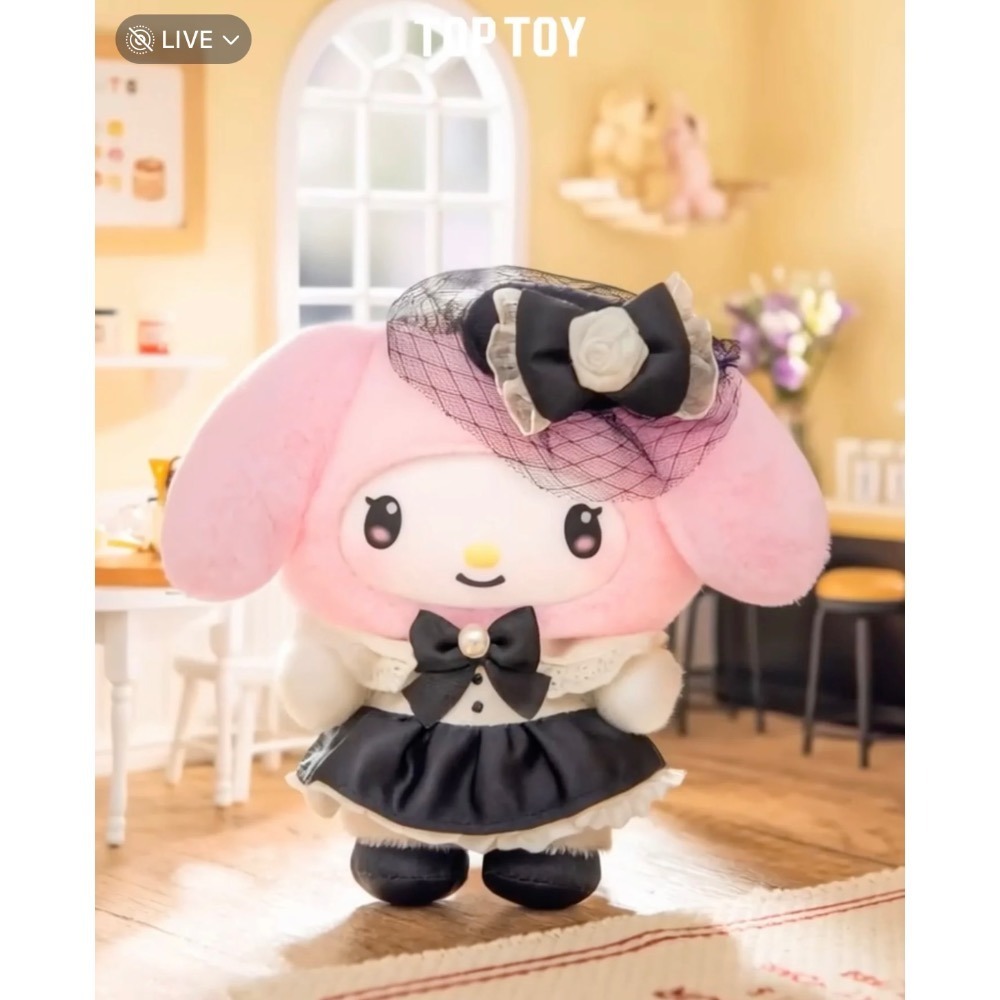 TOPTOY 三麗鷗 Sanrio 姐妹穿搭系列 酷洛米 美樂蒂 彼安諾 搪膠毛絨掛件盲盒 粉黑 地雷系 吊飾 鑰匙圈-細節圖6
