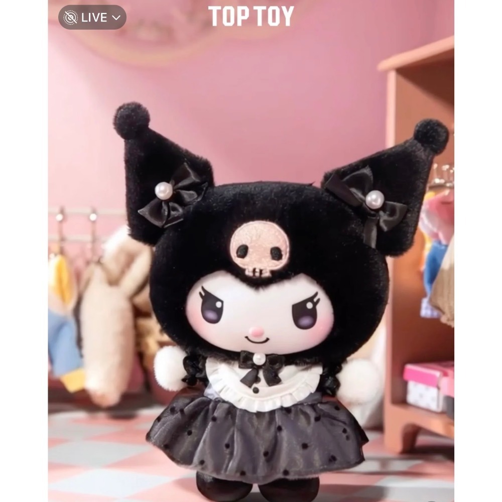 TOPTOY 三麗鷗 Sanrio 姐妹穿搭系列 酷洛米 美樂蒂 彼安諾 搪膠毛絨掛件盲盒 粉黑 地雷系 吊飾 鑰匙圈-細節圖8