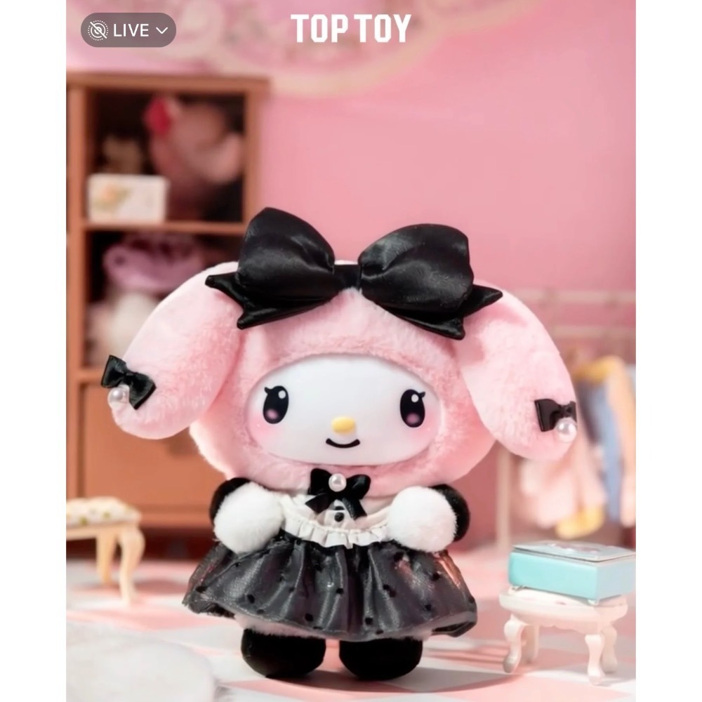 TOPTOY 三麗鷗 Sanrio 姐妹穿搭系列 酷洛米 美樂蒂 彼安諾 搪膠毛絨掛件盲盒 粉黑 地雷系 吊飾 鑰匙圈-細節圖9