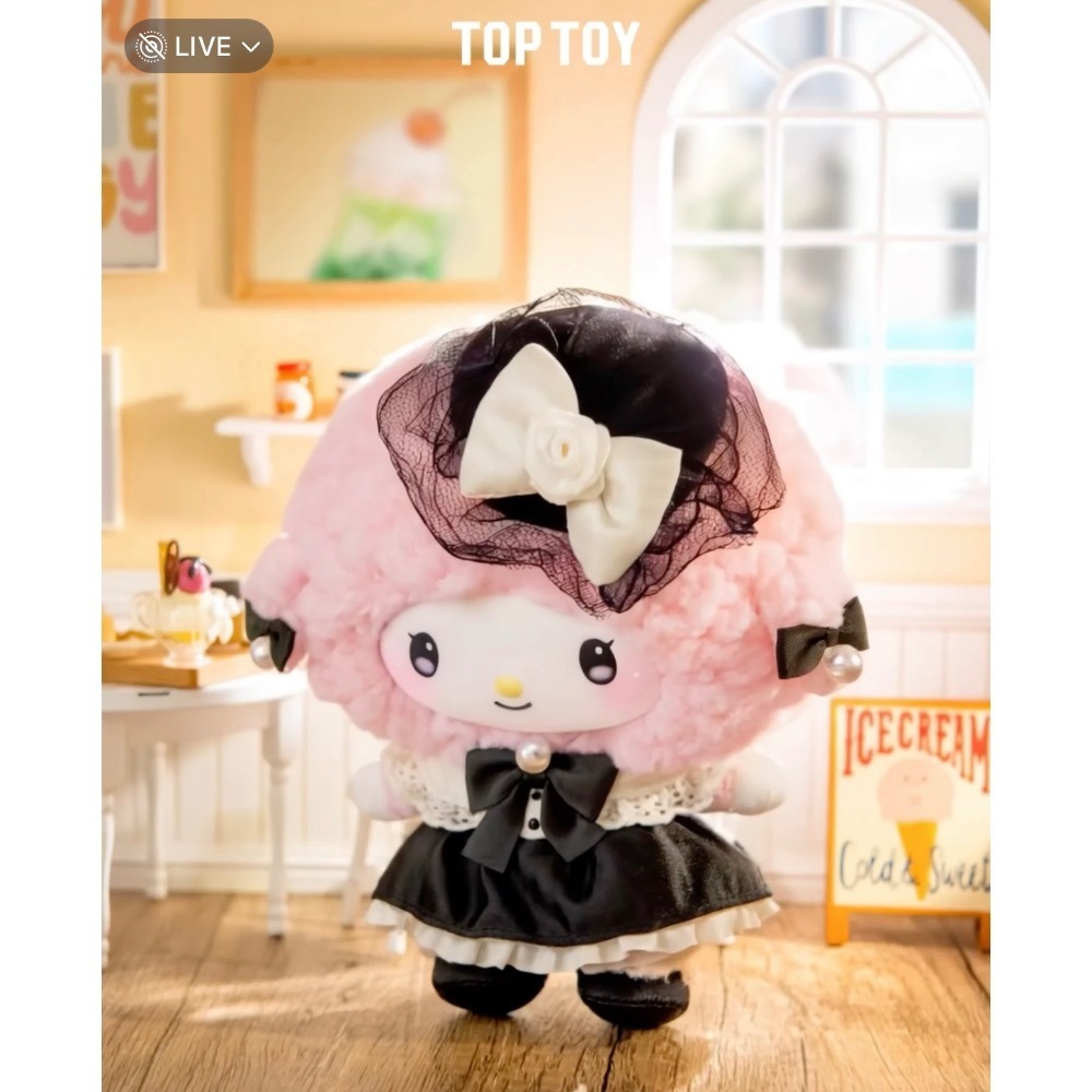 TOPTOY 三麗鷗 Sanrio 姐妹穿搭系列 酷洛米 美樂蒂 彼安諾 搪膠毛絨掛件盲盒 粉黑 地雷系 吊飾 鑰匙圈-細節圖10