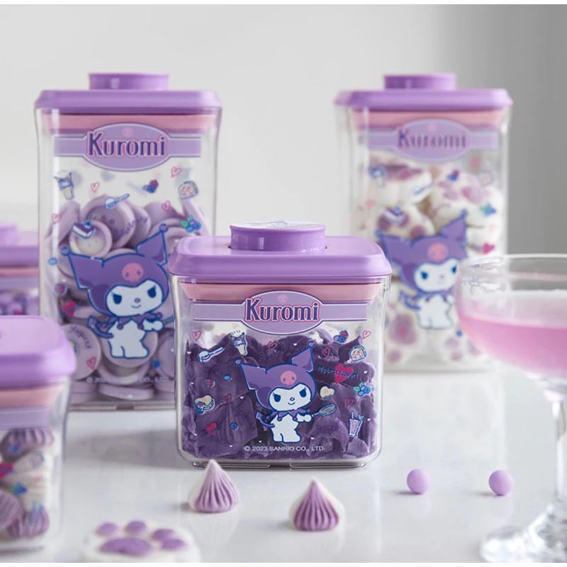Sanrio三麗鷗食用級密封收納罐禮盒3入組 按壓 酷洛米 大耳狗 Hellokitty 正版授權 可愛送禮 奶粉乾糧-細節圖2