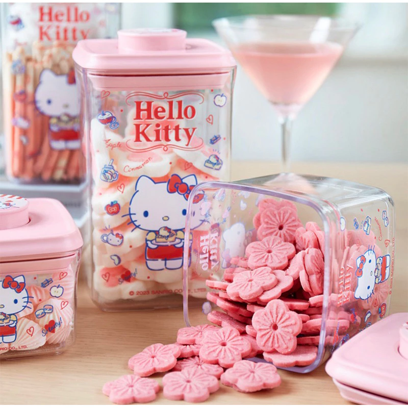 Sanrio三麗鷗食用級密封收納罐禮盒3入組 按壓 酷洛米 大耳狗 Hellokitty 正版授權 可愛送禮 奶粉乾糧-細節圖3