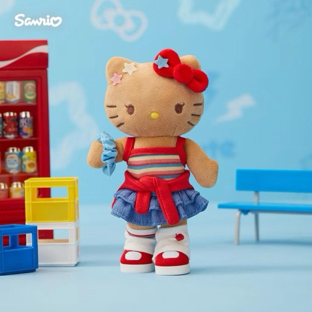 以可愛之名🎀Sanrio三麗鷗Hello Kitty的一天系列 凱蒂貓毛絨掛件 禮盒 吊飾 黑皮 長腿 KT 禮物-細節圖2