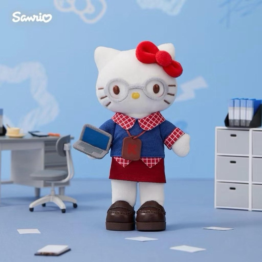 以可愛之名🎀Sanrio三麗鷗Hello Kitty的一天系列 凱蒂貓毛絨掛件 禮盒 吊飾 黑皮 長腿 KT 禮物-細節圖3