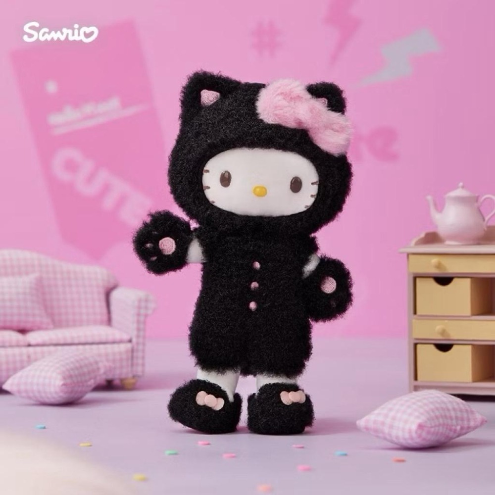 以可愛之名🎀Sanrio三麗鷗Hello Kitty的一天系列 凱蒂貓毛絨掛件 禮盒 吊飾 黑皮 長腿 KT 禮物-細節圖5