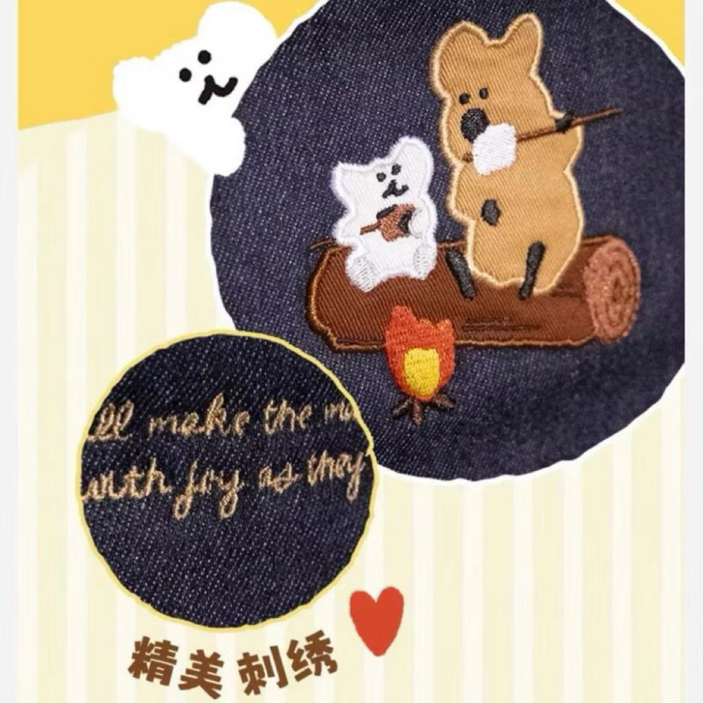 以可愛之名🎀現貨 Dinotaeng 呆萌町系列牛仔包 短尾矮袋鼠 正版授權 肩背包 柿子椒熊包包 屈臣氏聯名 吊飾隨機-細節圖5