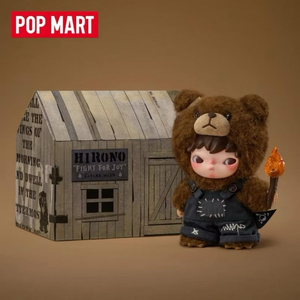 以可愛之名🎀台灣現貨｜POPMART泡泡瑪特Hirono Living Wild-為喜樂而戰毛絨公仔 小野拿火把熊熊-細節圖4