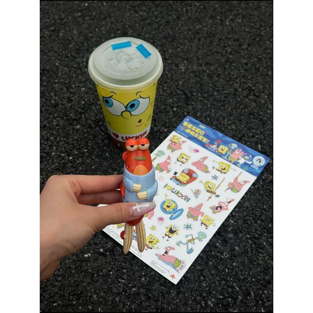 以可愛之名🎀台灣現貨｜海綿寶寶 比奇堡居民 發條玩具 公仔 聰明魚 努力魚 瑞幸咖啡聯名 躺平魚 呆呆魚 迷因 可動-細節圖5