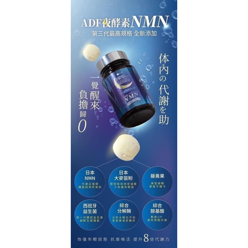 現貨 最新第三代 ADF夜酵素NMN 60顆/瓶-細節圖2