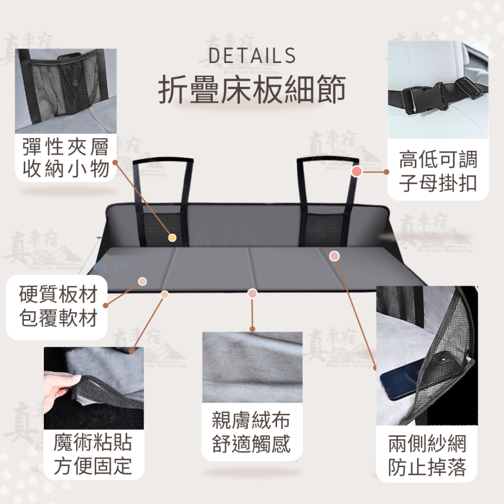 ￼車泊平整床板 贈收納袋 SUV休旅車泊 輔助床板 tesla床墊 折疊頭板 護頭擋特斯拉 車床延伸擋板充氣床露野倉庫-細節圖2