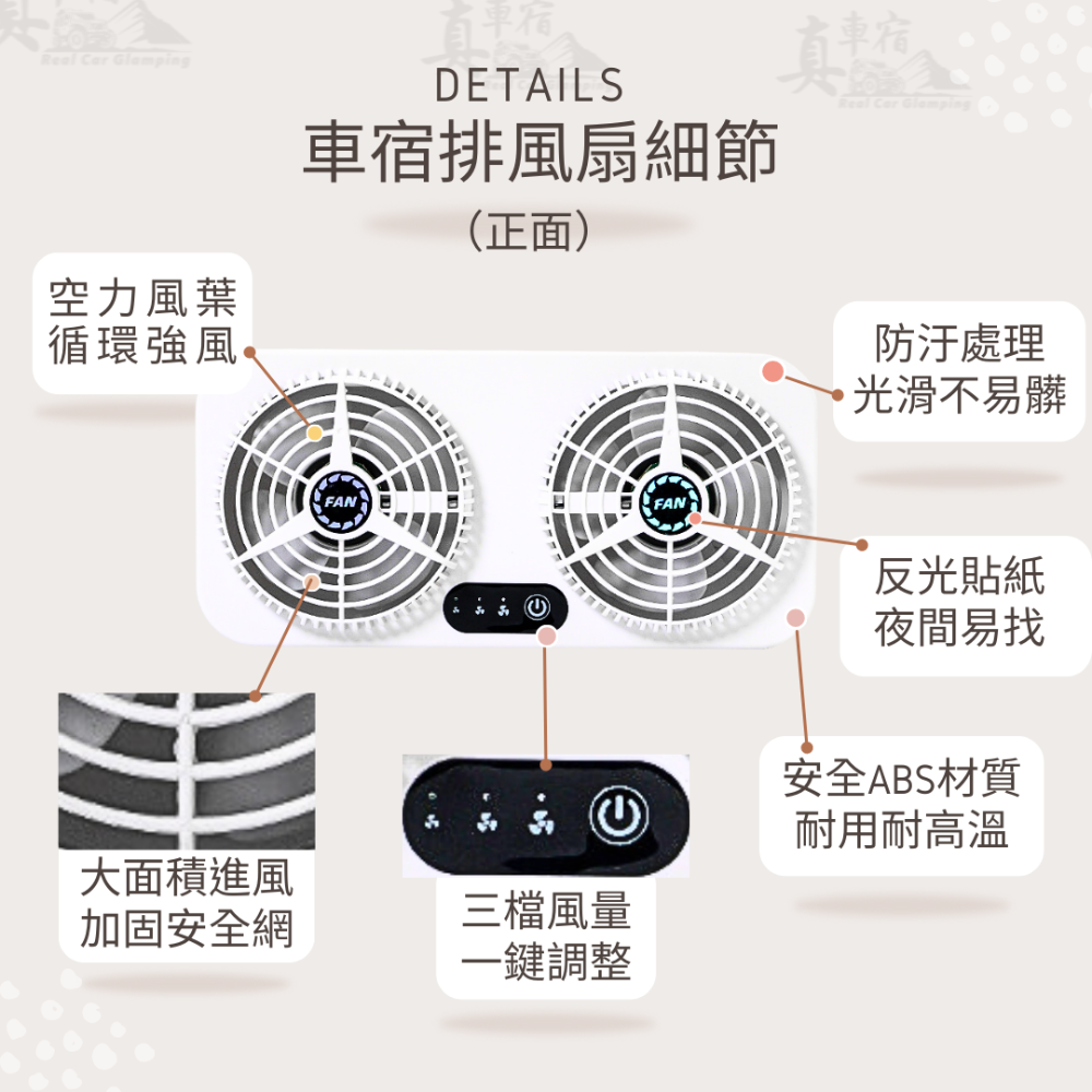 USB汽車用排風扇 雙風扇車窗散熱排氣扇 車內降溫風扇 車載排熱換氣USB電風扇 車宿排風 車中泊 汽車露營 必備-細節圖2