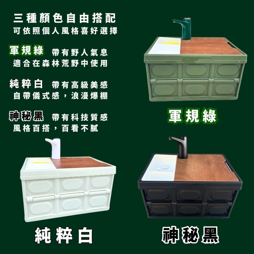 行動水槽 行動式洗手槽 戶外流理台 車宿車泊野營車床天地 電動水龍頭 折疊整理箱 儲水桶 污水桶 水廁 野營必備-細節圖5