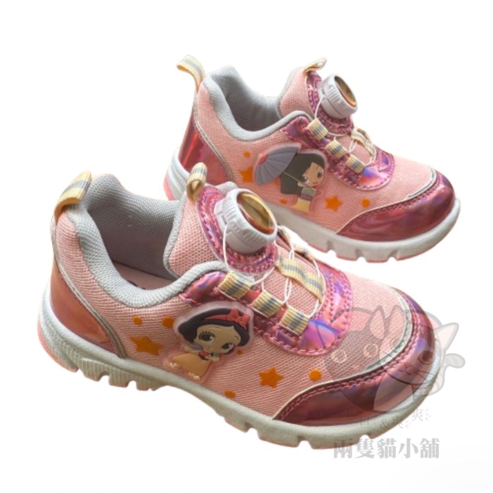 公主運動鞋 透氣 旋轉釦 Disney布鞋 台灣製 女童 花木蘭 貝兒 白雪公主-細節圖2