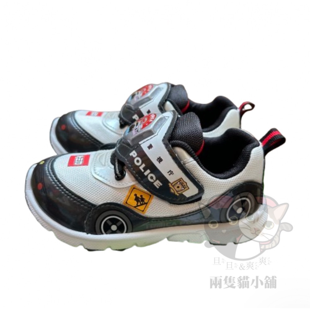 多美運動鞋 警車 消防車 男童 帥氣 透氣 布鞋 發光 電燈 Tomica 台灣製 日本多美小汽車-細節圖2