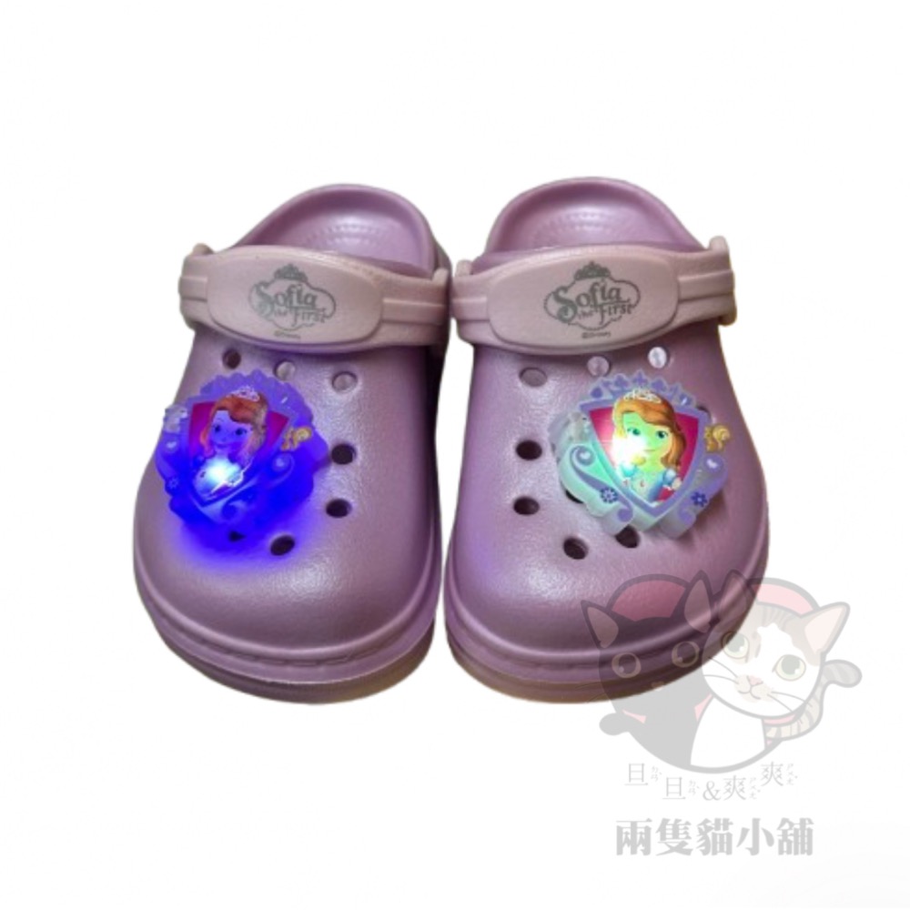 迪士尼 公主園丁鞋 蘇菲亞 台灣製 防水 輕量 發光 拖鞋 Disney-細節圖2