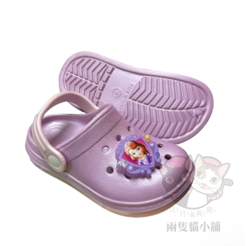 迪士尼 公主園丁鞋 蘇菲亞 台灣製 防水 輕量 發光 拖鞋 Disney-細節圖3