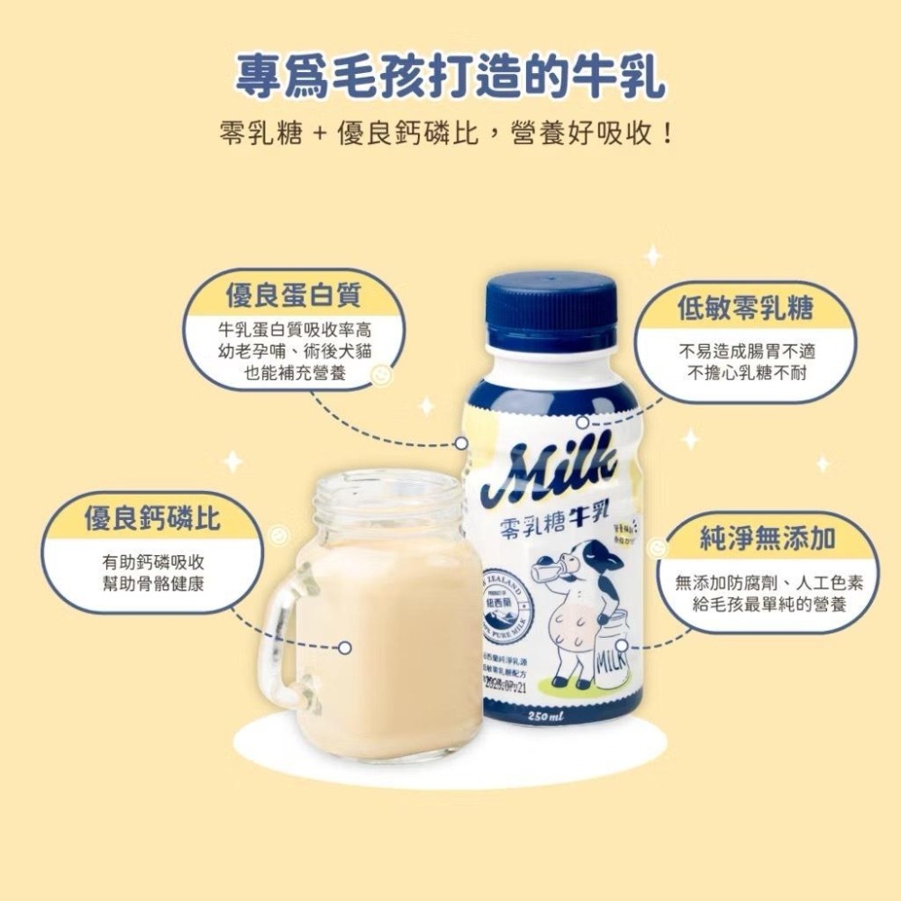 【汪喵星球】 零乳糖牛乳 250ml 一箱12入 /6入組 寵物牛奶-細節圖2