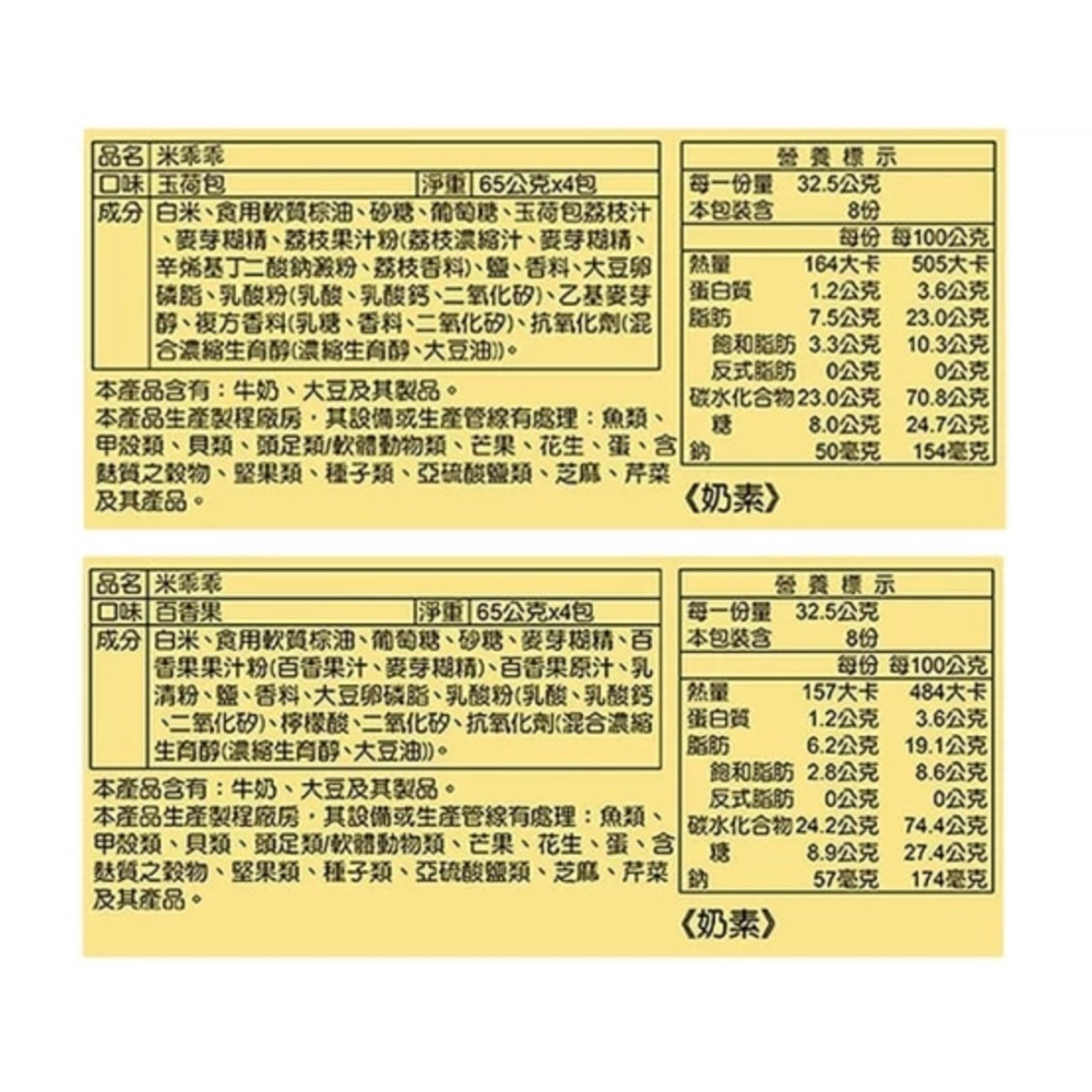 （好市多代購）乖乖米乖乖在地風味限定箱 玉荷包＋百香果風味 65公克 X8包-細節圖2