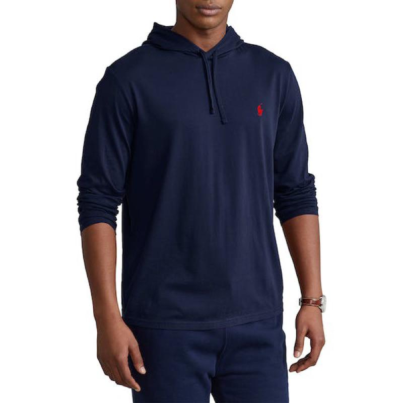 全新正品 Polo Ralph Lauren經典logo長袖帽T 素色連帽T恤 大學T 男版 非青年版 海軍藍XL-細節圖2