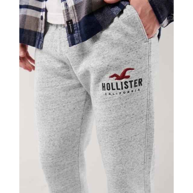 全新正品 Hollister 經典標誌高彈性棉褲 海鷗休閒運動潮褲 男版刺繡 灰棉長褲-細節圖4