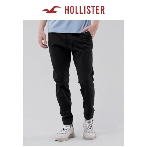 全新正品 Hollister 基本款高彈性運動休閒工作褲 海鷗經典縮口褲 男士束口潮褲 男版黑色