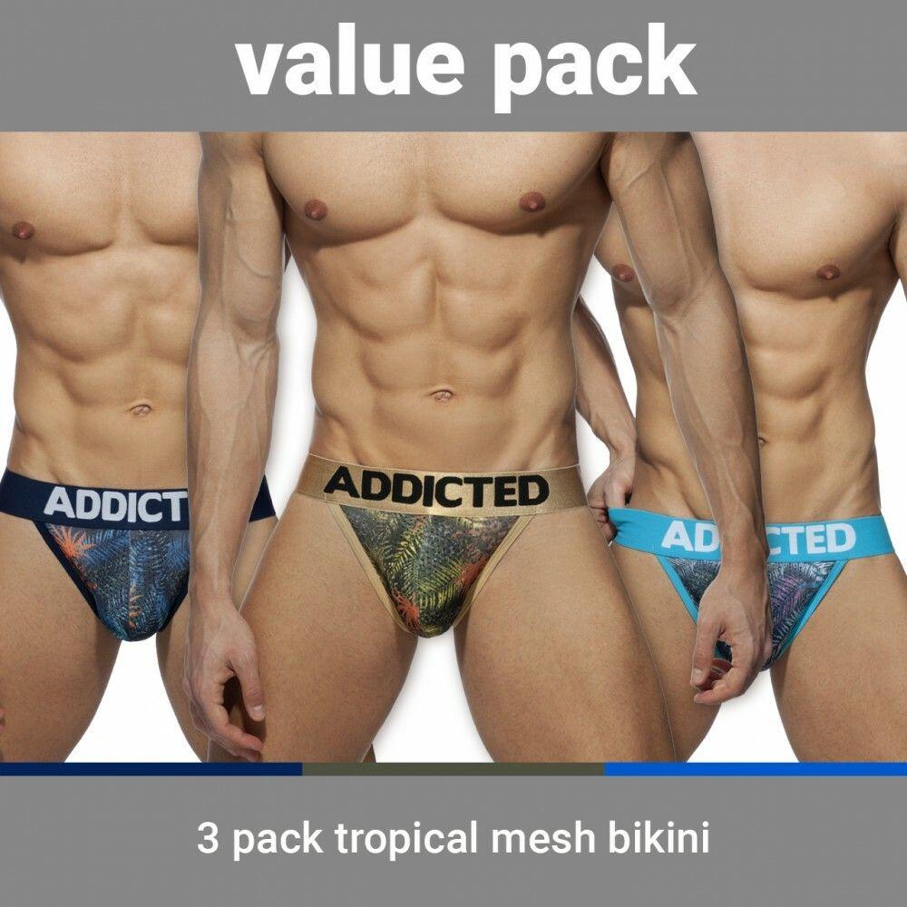 【ADDICTED 】三件組熱帶植物網眼比基尼三角褲 AD囊袋運動三角內褲-AD891P-細節圖2