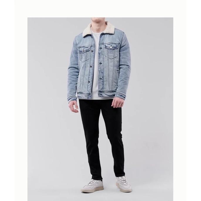 全新正品 Hollister 復古彈力牛仔外套 內裏保暖仿羊羔絨內襯外套-細節圖2
