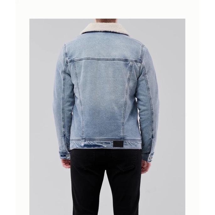 全新正品 Hollister 復古彈力牛仔外套 內裏保暖仿羊羔絨內襯外套-細節圖4