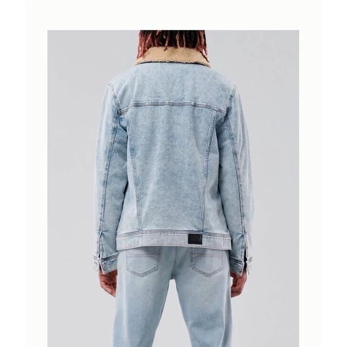全新正品 Hollister 復古彈力牛仔外套 內裏保暖仿羊羔絨內襯外套-細節圖6