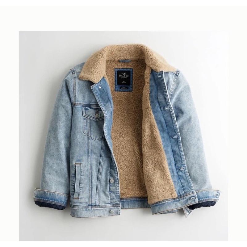 全新正品 Hollister 復古彈力牛仔外套 內裏保暖仿羊羔絨內襯外套-細節圖7