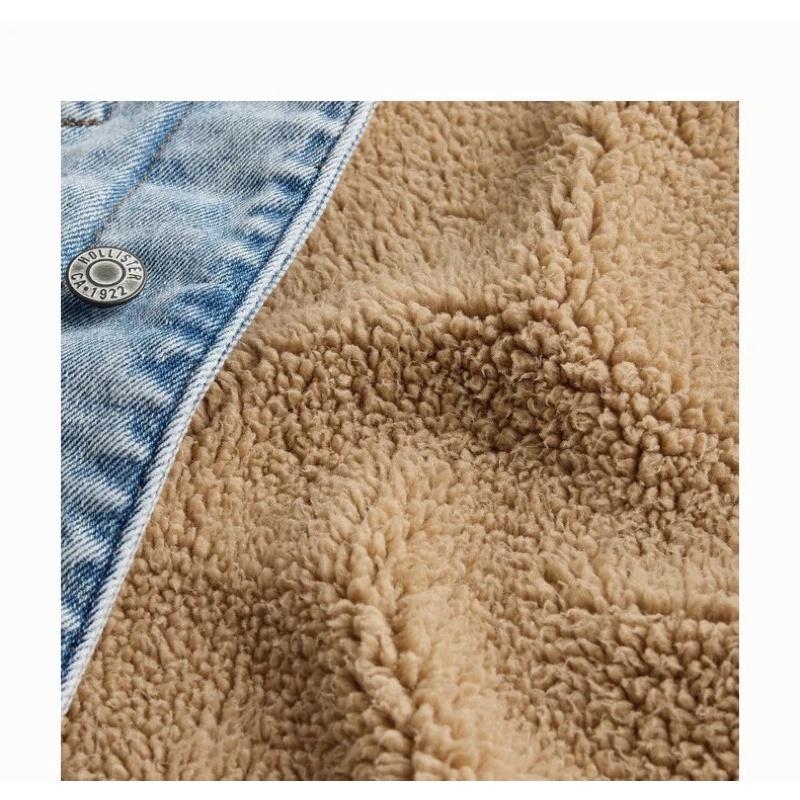 全新正品 Hollister 復古彈力牛仔外套 內裏保暖仿羊羔絨內襯外套-細節圖8
