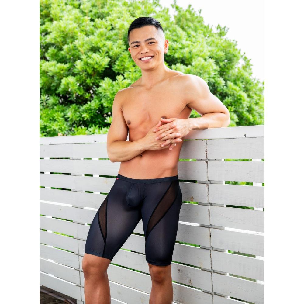 日本GX3 極致親膚長腿平口褲 透感長版運動四角內褲 低調色系內搭褲 素色競技摔角褲 1入 K1689-細節圖4