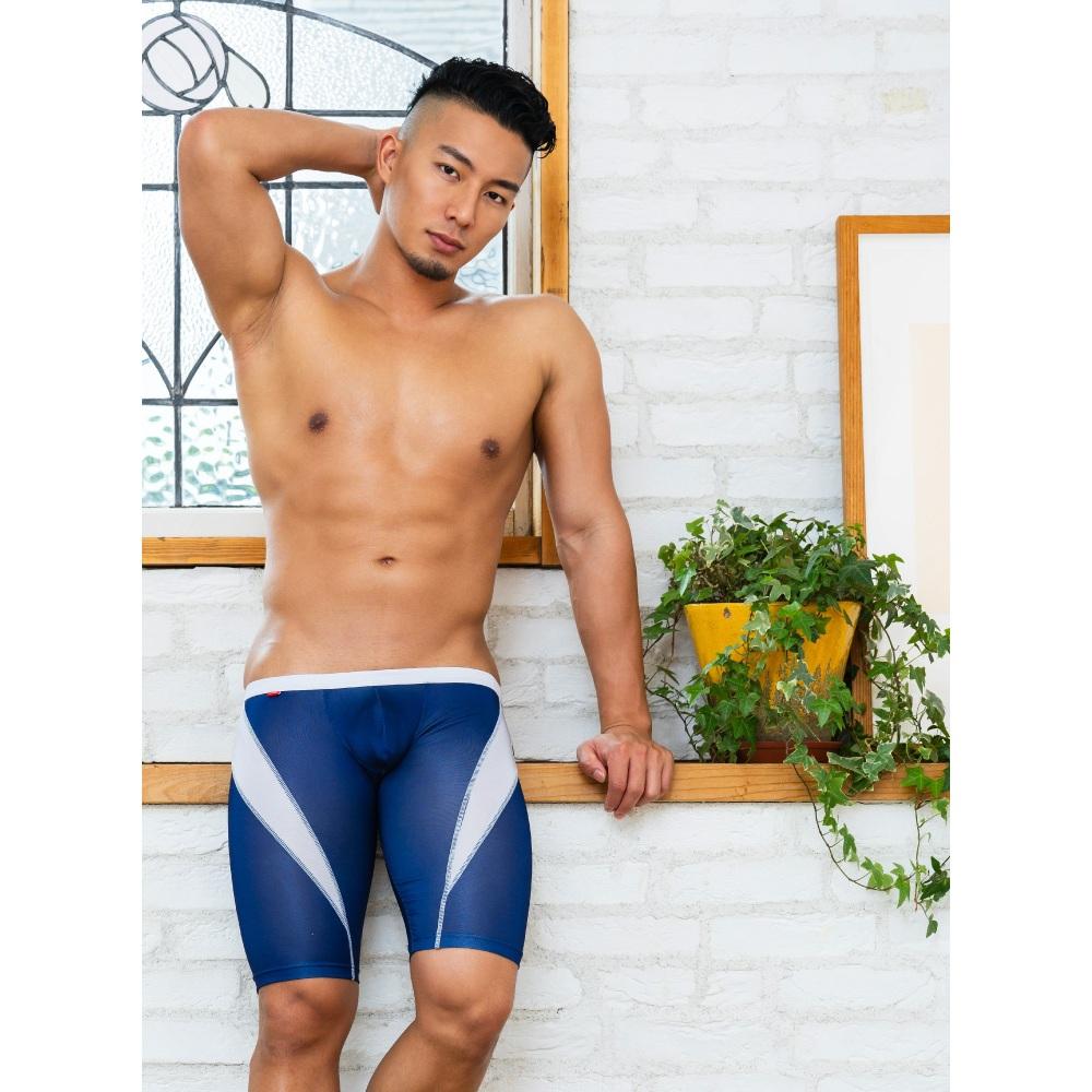 日本GX3 極致親膚長腿平口褲 透感長版運動四角內褲 低調色系內搭褲 素色競技摔角褲 1入 K1689-細節圖6