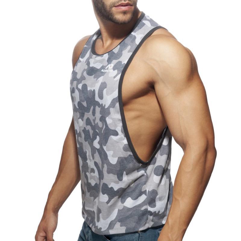 ADDICTED 迷彩側挖騎士運動背心  AD健身坦克背 頂級天絲 大挖 挖空背心 AD958-細節圖2