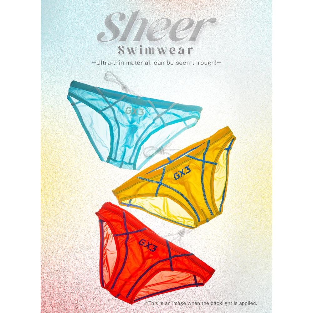 GX3 極透水泳 Sheer COLOR透視競速比基尼泳褲 裸露感運動三角泳褲 時尚性感 附鑰匙圈 1條裝 K1736-細節圖2