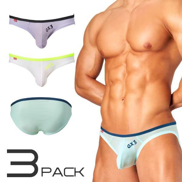 日本 GX3 SHEER 透感VOLUMEY比基尼三角褲 多彩莫蘭迪色運動透明內褲 3入 K1754-細節圖4