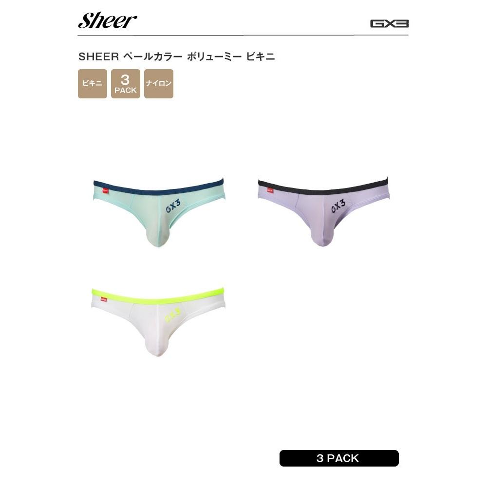 日本 GX3 SHEER 透感VOLUMEY比基尼三角褲 多彩莫蘭迪色運動透明內褲 3入 K1754-細節圖8