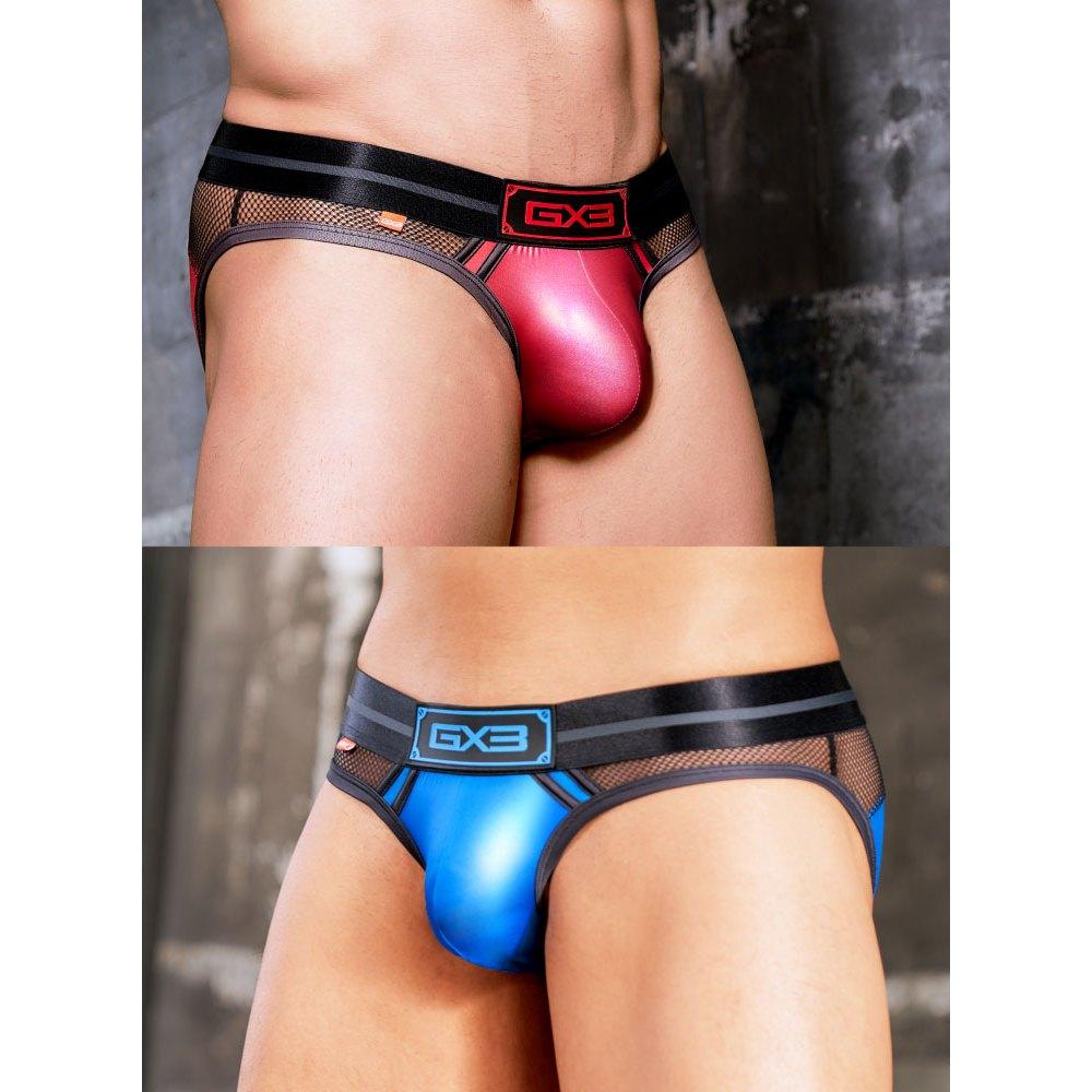 日本GX3 光澤觸感DX 透感網眼運動三角內褲 附臂環 拚色透氣網狀三角褲 派對必備 2入 K1764-細節圖6