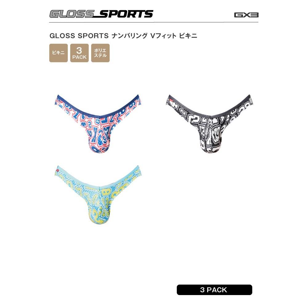 日本GX3 亮澤感數字設計V字修身比基尼三角褲 光澤運動男士內褲  3入 K1705-細節圖3