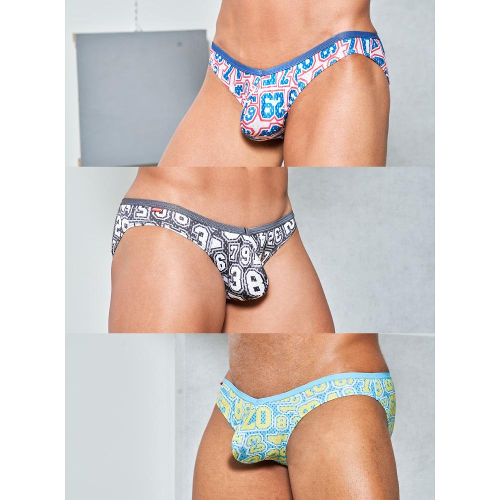 日本GX3 亮澤感數字設計V字修身比基尼三角褲 光澤運動男士內褲  3入 K1705-細節圖8