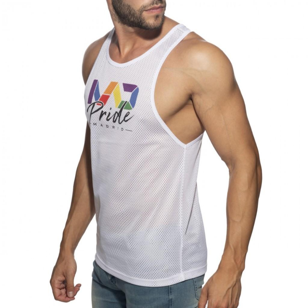 ADDICTED MAD PRIDE 網狀運動背心 AD健身網眼坦克背心 彩虹的驕傲 螢光背心 PU455-細節圖2