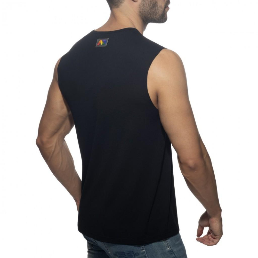 ADDICTED WE PRIDE黑色運動背心 AD健身坦克背心 彩虹的驕傲 PU495-細節圖3