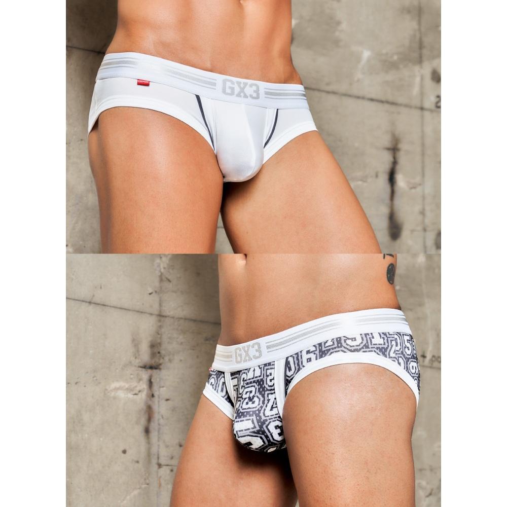日本GX3 亮澤感黑白三角褲 POP 數字設計光澤運動內褲  2入 K1704-細節圖6