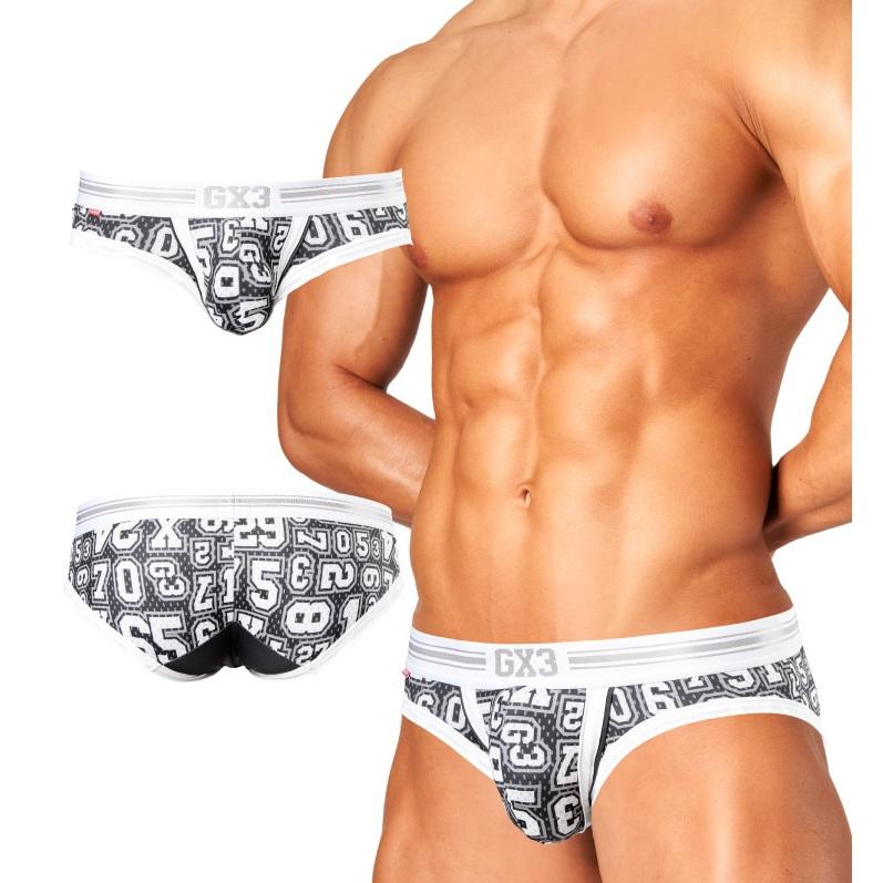 日本GX3 亮澤感黑白三角褲 POP 數字設計光澤運動內褲  2入 K1704-細節圖8